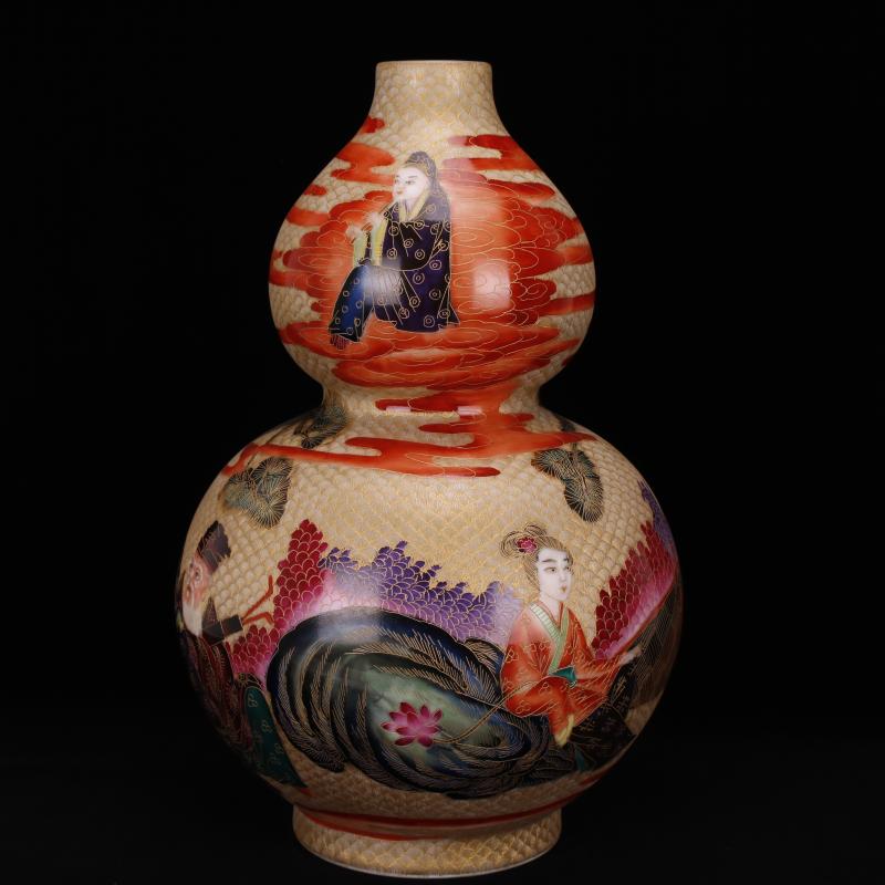 Jingdezhen ceramics the qing qianlong model of archaize of pure hand - made paint hand - cut wire inlay the eight immortals gourd bottle home furnishing articles