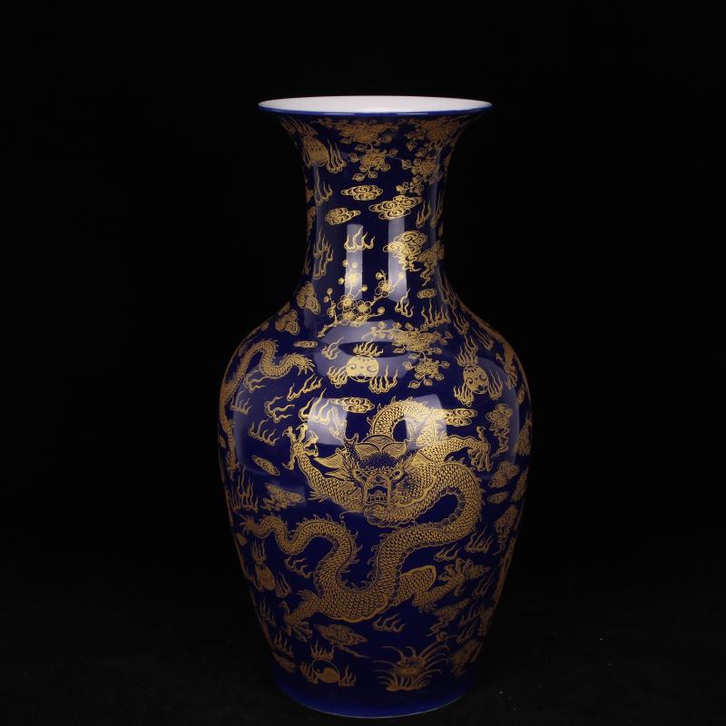 See the blue glaze archaize of jingdezhen porcelain kangxi YunLongWen furnishing articles vase Chinese style household decorative arts and crafts