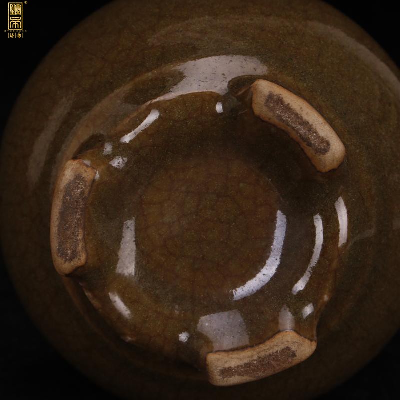 Jingdezhen ceramic antique imitation of the warring states period, the up celadon what open crack three - legged censer for collection furnishing articles