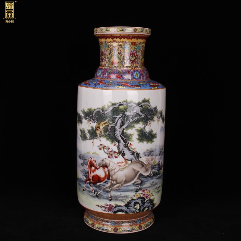 Jingdezhen imitation qianlong pastel success show Chinese antique vase vase antique living room a study place