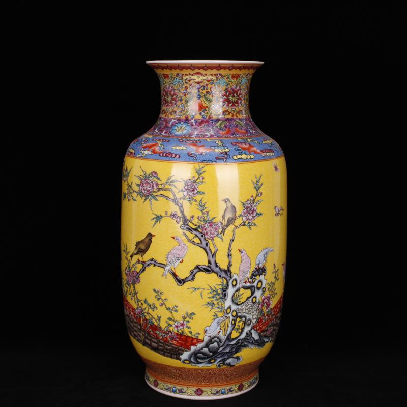 Jingdezhen imitation qianlong colored enamel painting of flowers and idea for gourd vase vases, antique Chinese antique living room a study place