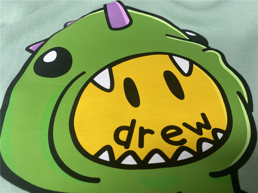 贾斯汀比伯同款笑脸drew小恐龙圆领卫衣男女高街fog宽松休闲外套