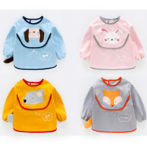 Childrens Eating Clothes Long Sleeves Waterproof 2019 Autumn New Flipped Hood for Anti-wearing Hood Clothes
