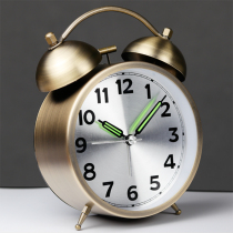 Retro metal small alarm clock students use silent bedside clock clock living room home decoration alarm sound super luminous