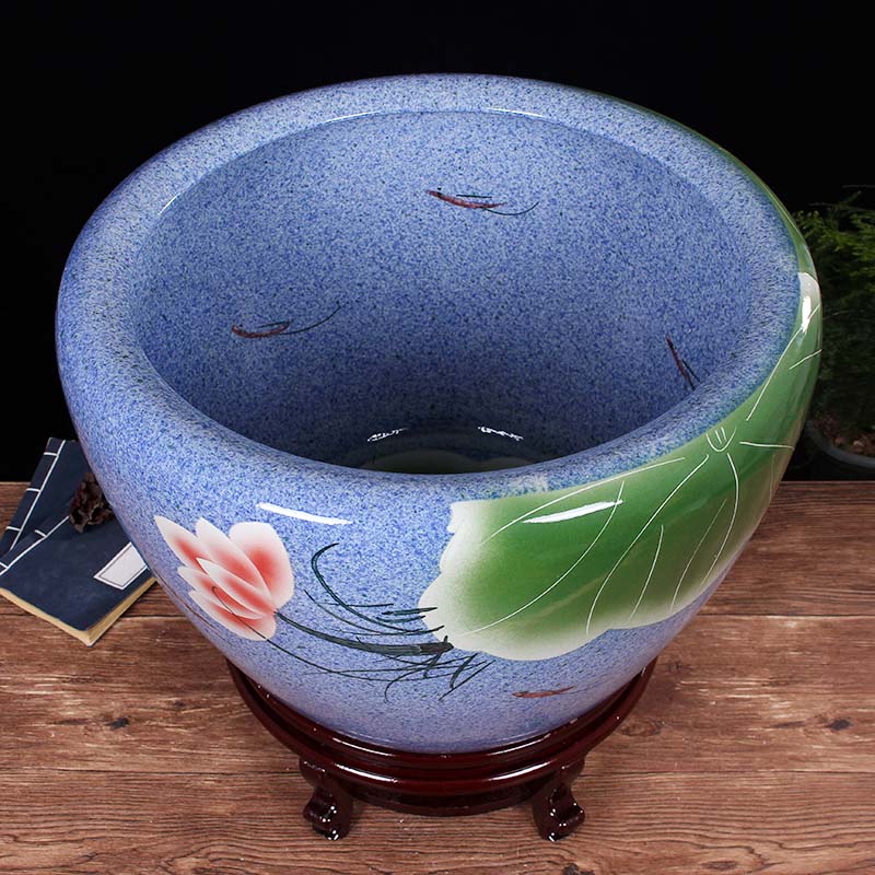 Jingdezhen ceramic aquarium fish bowl lotus extra large bowl lotus lotus flower pot balcony garden feng shui water tanks