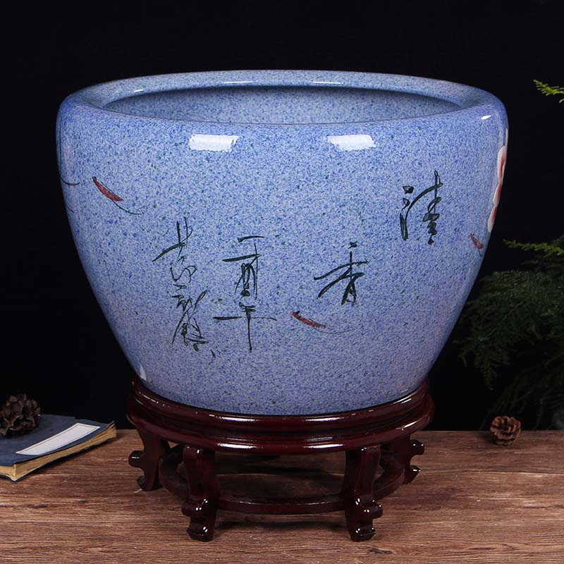 Jingdezhen ceramic aquarium fish bowl lotus extra large bowl lotus lotus flower pot balcony garden feng shui water tanks