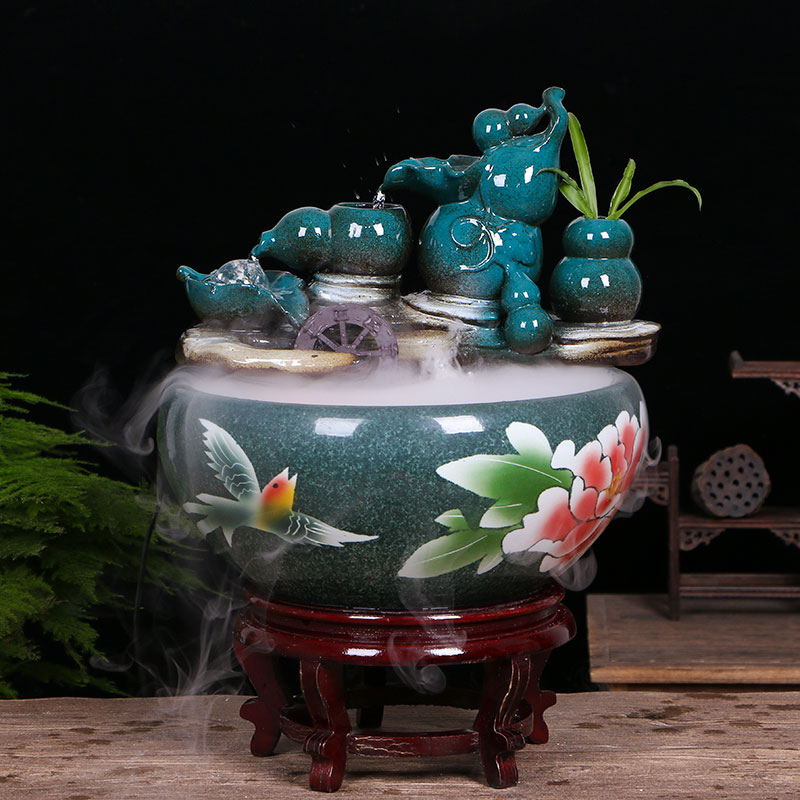 Jingdezhen ceramic aquarium water fountain household little gold fish tank large fish bowl sitting room humidifying decorative landscape