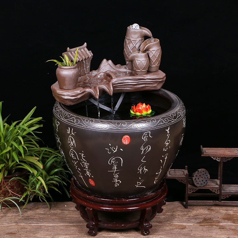 Jingdezhen ceramic water fountain lucky feng shui wheel place to live in the living room and humidifying aquarium the opened a housewarming gift