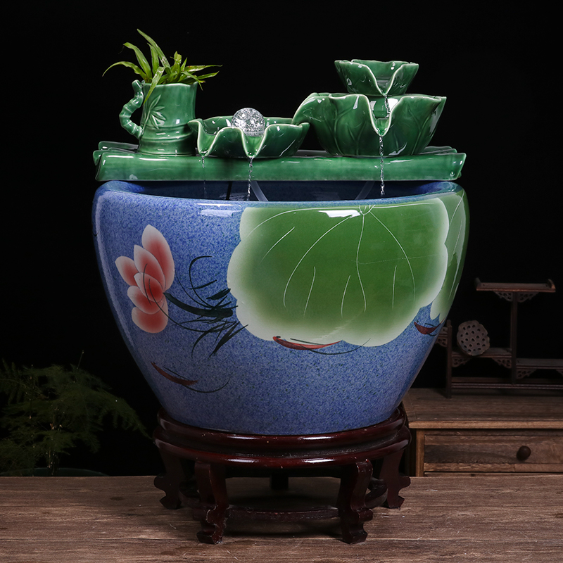 Jingdezhen ceramic goldfish bowl sitting room balcony office furnishing articles water tank to filter the yard cylinder fish bowl