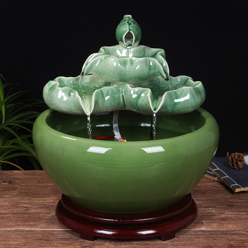 Ceramic water fountain furnishing articles atomizing humidifier water aquarium desktop zen sitting room interior decorations