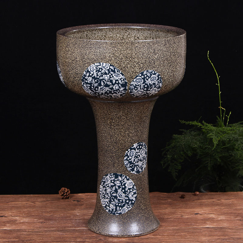 Jingdezhen ceramics pillar landing fish tank large bowl LianHe flowerpot brocade carp goldfish bowl water lily cylinder