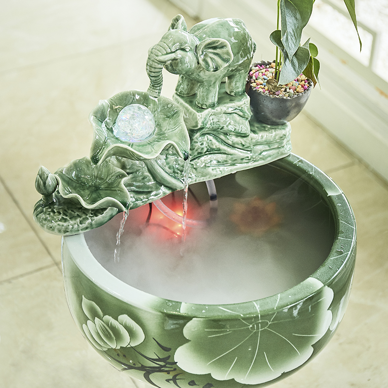 Creative new Chinese be born lucky furnishing articles and retro nostalgia ceramic water fountain in the sitting room porch office decoration