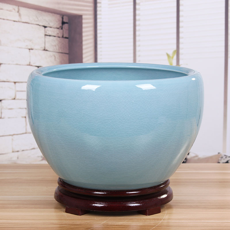 Jingdezhen ceramic aquarium desktop goldfish bowl sitting room large water lily bowl lotus basin tortoise cylinder refers to porcelain basin