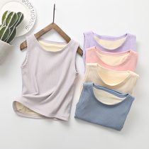 Cotton childrens vest with velvet thickened pullover shoulder girls warm base boys childs vest in autumn and winter