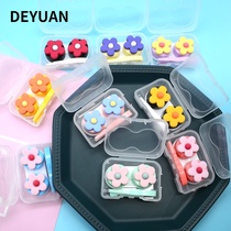 Contact lens case portable companion box care box beauty pupil box ins girl cute personality accessories double box