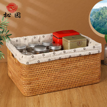 Rectangular storage basket rattan household table woven basket put dirty clothes and sundries snacks bamboo woven straw basket basket basket