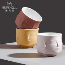 Creative art face vase Ceramic ornaments Nordic simple living room dining table flower arrangement Dried flower decoration flower vase small