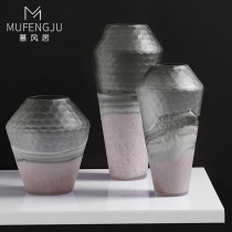 Light luxury glass vase ornaments Nordic creative living room flower arrangement Hydroponic flowers Dried flower decorations Floor-to-ceiling large flower vase