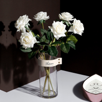 Feel rose fake flower simulation flower ornaments Living room table flower ornaments Plastic flower arrangement bouquet decoration