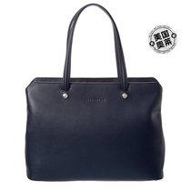 Longchamp Le Foulonne leather handbag-blue (American Ole) straight hair