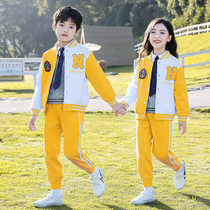 Kindergarten garden suit spring and autumn suit elementary school uniform in autumn and winter sportswear clothing pure cotton thickening three pieces of English