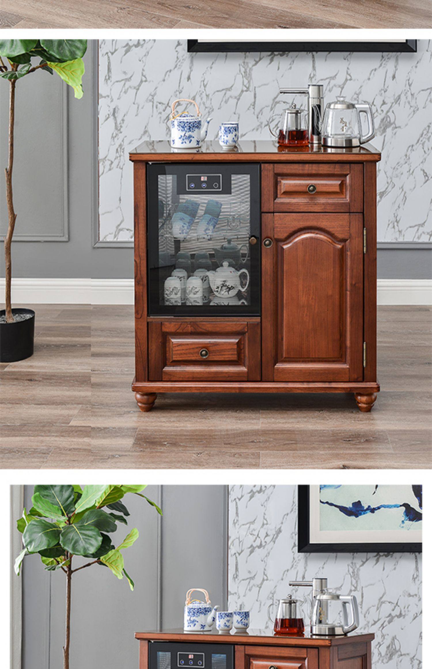 茶吧机柜子家用客厅全自动智能实木饮水机带消毒一体柜新中式高端