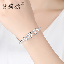 999 sterling silver bracelet female fashion Net red tide tremble sound with the same style Moren heart and temperament Joker hand decoration to send girlfriend