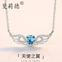 Angel Wings sterling silver necklace female choker Net red tide pendant Korean fashion temperament Joker jewelry to send girlfriend