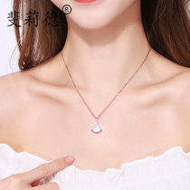 Small fan necklace female sterling silver fan choker small skirt rose gold fashion temperament Joker jewelry to send girlfriend