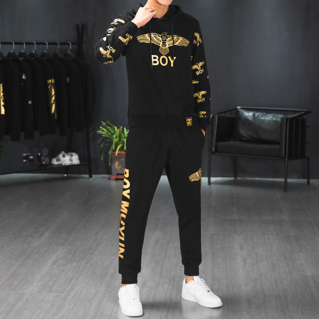 boy hooded sweater suit men's spring 2020 new tide brand casual plus velvet two-piece sports men's clothing boy hooded sweater suit men's spring 2020 new tide brand casual plus velvet two-piece sports men's clothing