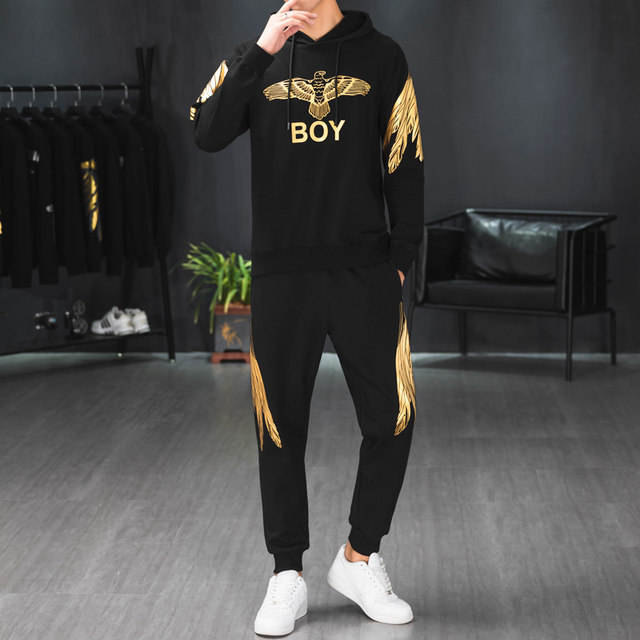 Boy hooded sweater suit men's tide brand trend 2020 new spring plus velvet two-piece sports casual men's clothing Boy hooded sweater suit men's tide brand trend 2020 new spring plus velvet two-piece sports casual men's clothing