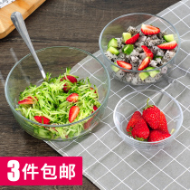 Transparent glass bowl Salad bowl Round creative dessert bowl Vegetable cooking bowl Rice bowl Household tableware Fruit plate