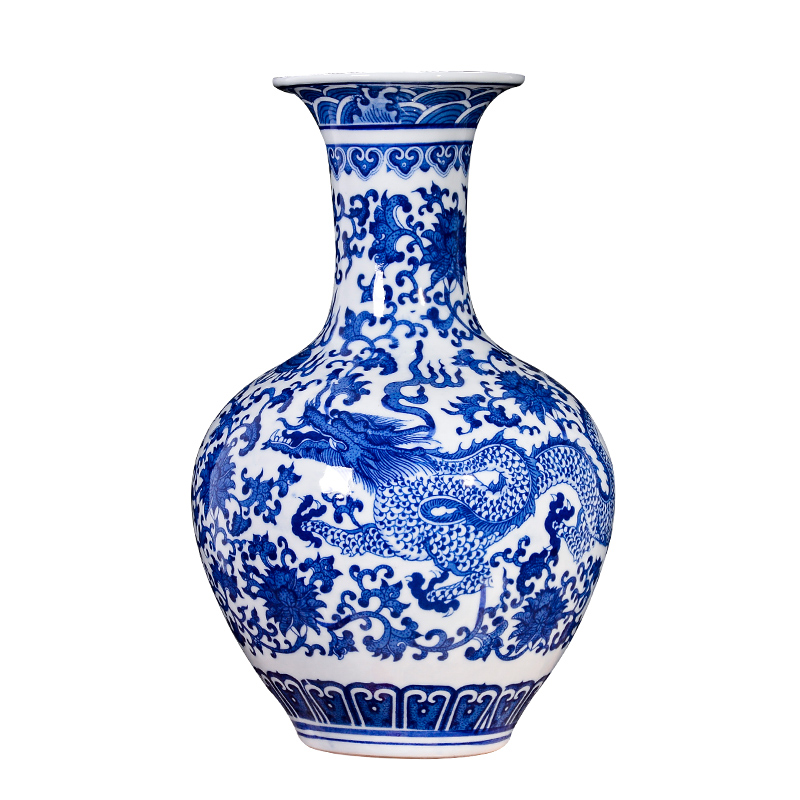 Blue and white porcelain vases, flower arranging furnishing articles of jingdezhen ceramics Chinese style household flower arrangement sitting room decorates porch crafts