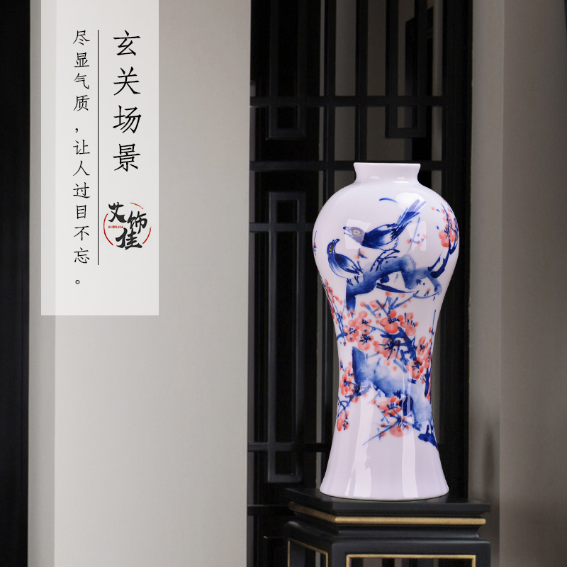 Jingdezhen ceramic hand - made lotus blue and white vase of new Chinese style household living room TV ark adornment handicraft furnishing articles