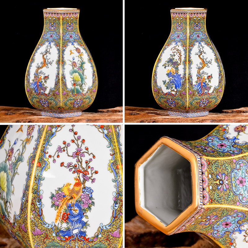 Jingdezhen ceramic vases, antique Chinese style household enamel of the sitting room TV ark, wine flower adornment furnishing articles