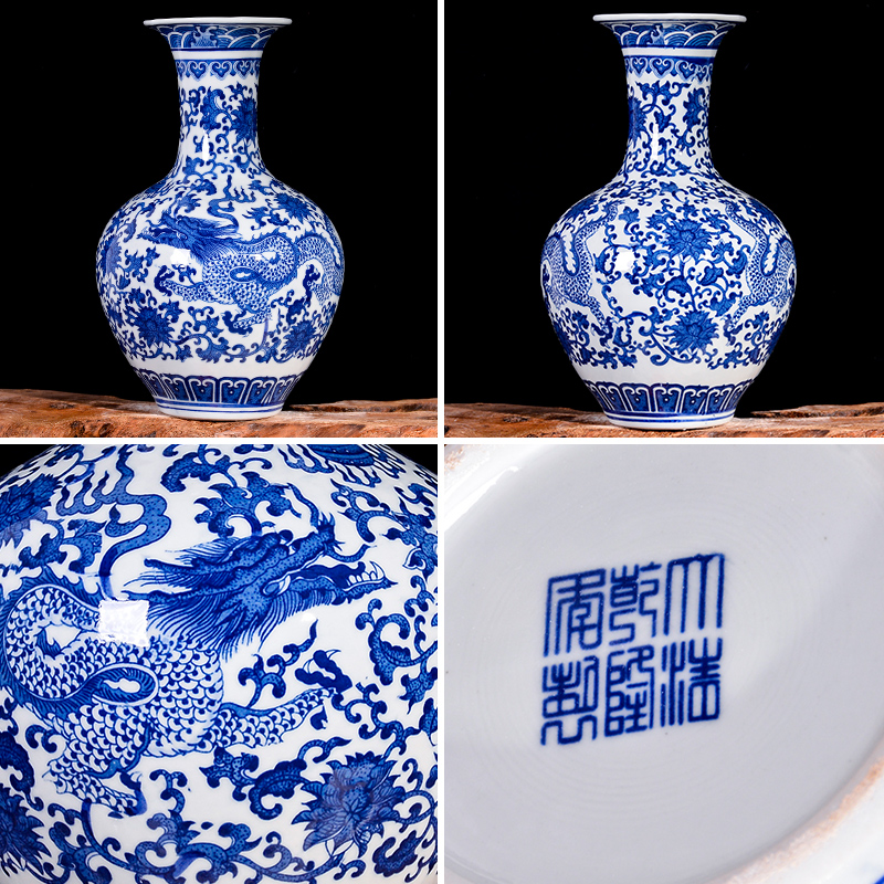 Blue and white porcelain vases, flower arranging furnishing articles of jingdezhen ceramics Chinese style household flower arrangement sitting room decorates porch crafts