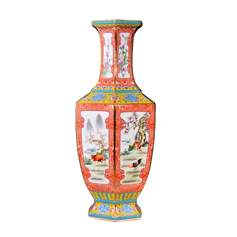 Archaize of jingdezhen ceramics colored enamel flower arranging new Chinese style classical vase home decoration crafts are sitting room