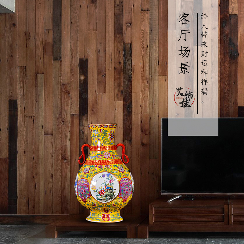 Jingdezhen ceramic antique ears enamel vase Chinese rich ancient frame TV ark, decoration crafts are sitting room