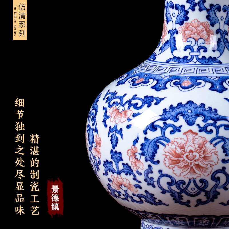 Jingdezhen ceramics vase hand - made archaize furnishing articles of blue and white porcelain flower arrangement of new Chinese style living room decoration gifts