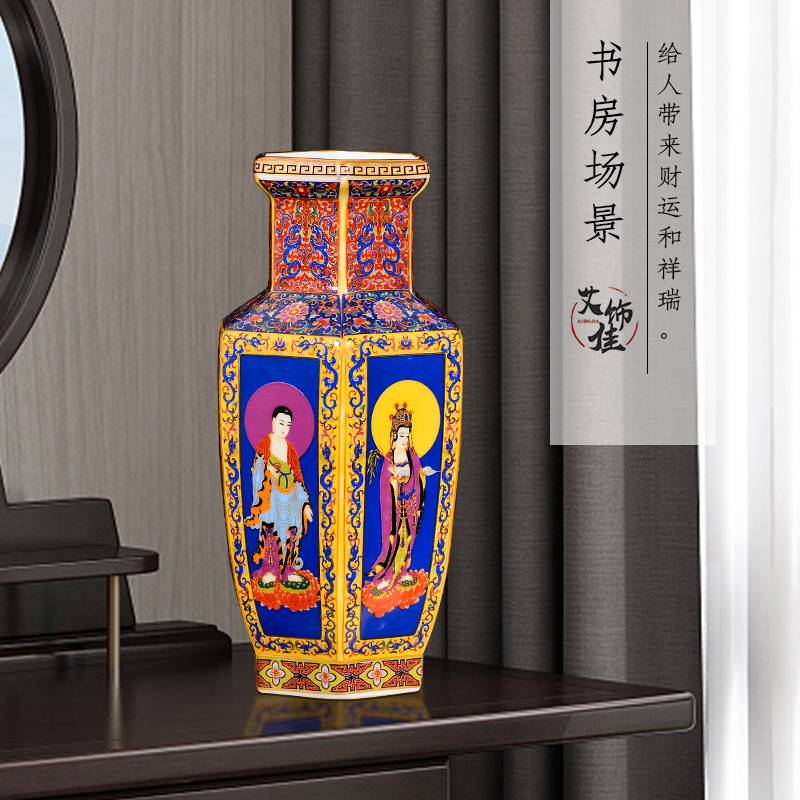 Jingdezhen ceramic vase furnishing articles colored enamel flower arranging Chinese archaize sitting room adornment home furnishing articles TV ark