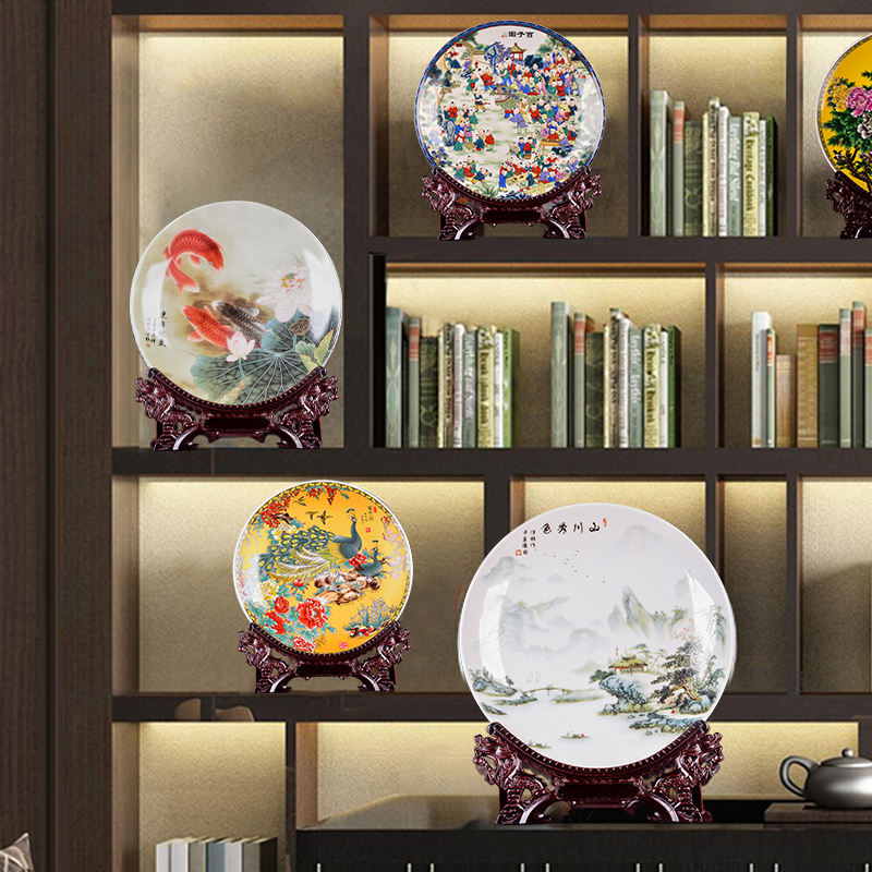 The custom of jingdezhen ceramic plate sitting room adornment furnishing articles of The new Chinese style household act The role ofing is tasted rich ancient frame wine crafts