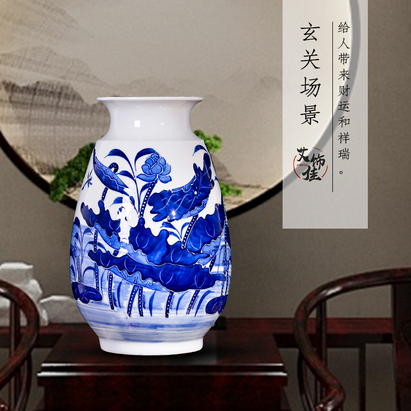 Antique porcelain of jingdezhen ceramics relief vases, flower arrangement sitting room place to live in the new Chinese style porch decoration