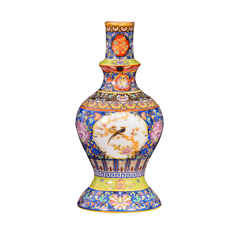 Jingdezhen ceramic vases, antique flower arranging furnishing articles of Chinese style restoring ancient ways the sitting room TV ark, household enamel decoration