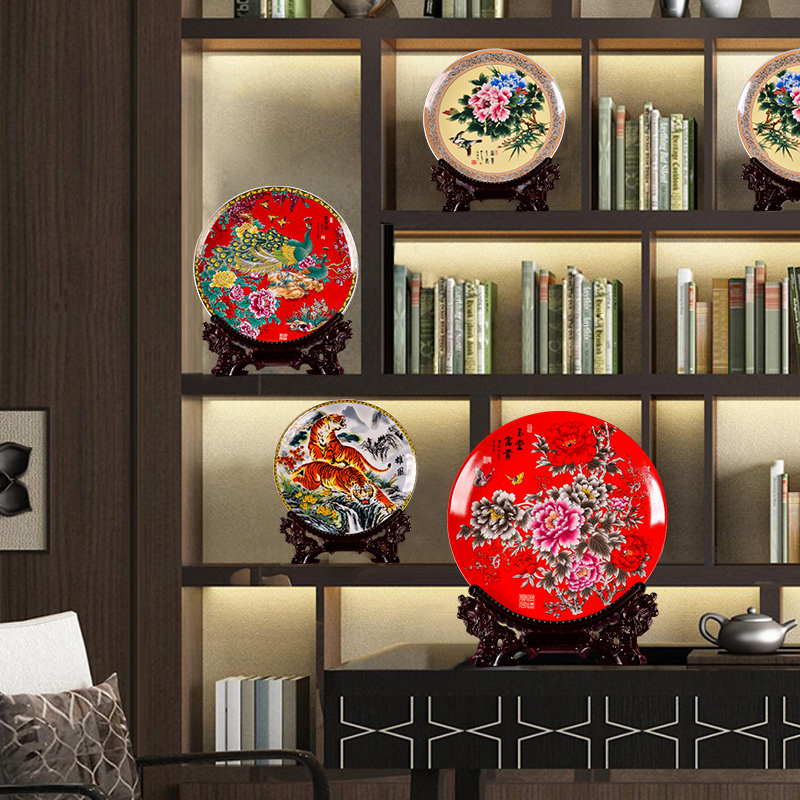 Jingdezhen ceramics powder enamel CV 18 rich dish sitting room ark, rich ancient frame TV ark, home furnishing articles