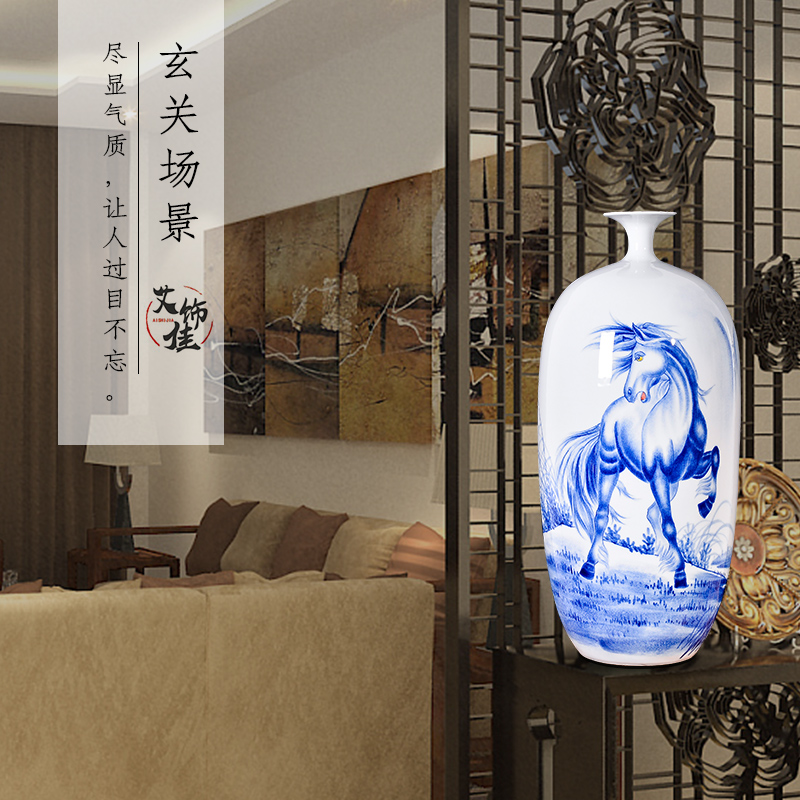 Jingdezhen ceramic vase sitting room adornment hand - made Chinese flower arranging success household handicraft collection furnishing articles