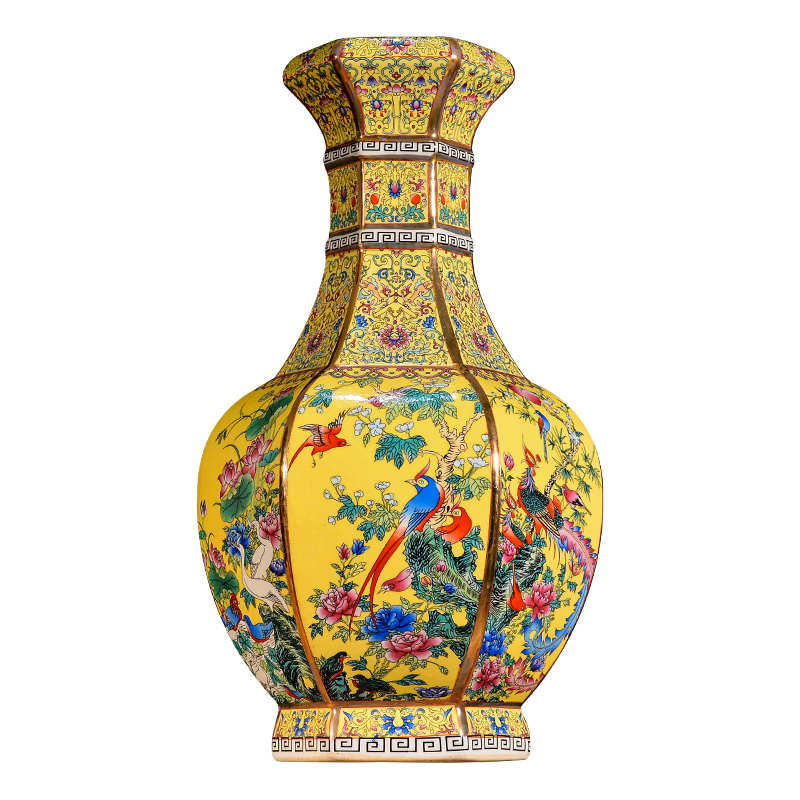 Jingdezhen ceramics vase flower arranging furnishing articles archaize sitting room of Chinese style large pastel TV ark, rich ancient frame of the study