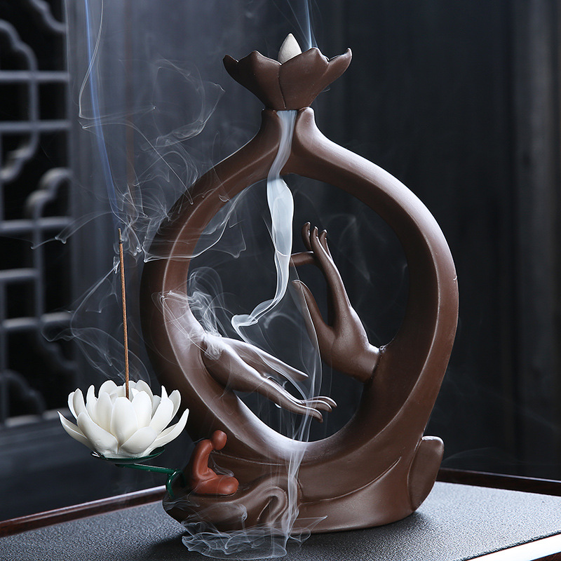 New back censer violet arenaceous bergamot sandalwood aroma stove household indoor incense inserted tea taking creative backflow furnishing articles