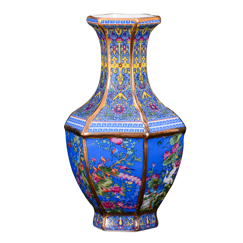 Jingdezhen ceramics imitation qianlong colored enamel vase TV ark, Chinese flower arranging furnishing articles, the sitting room porch decoration