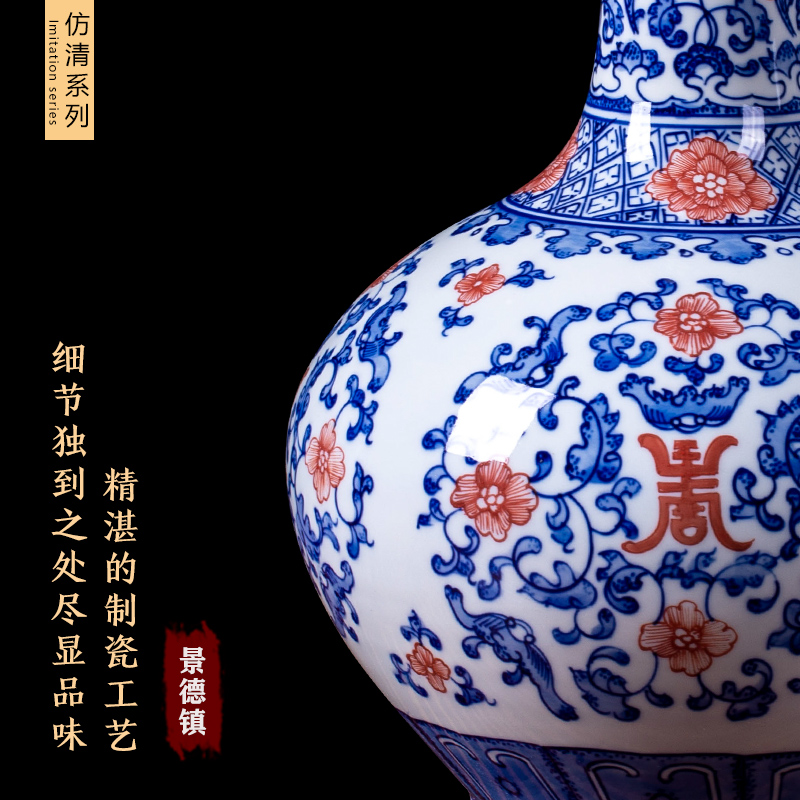 Jingdezhen ceramics archaize youligong of blue and white porcelain vase flower arrangement home sitting room TV ark adornment furnishing articles