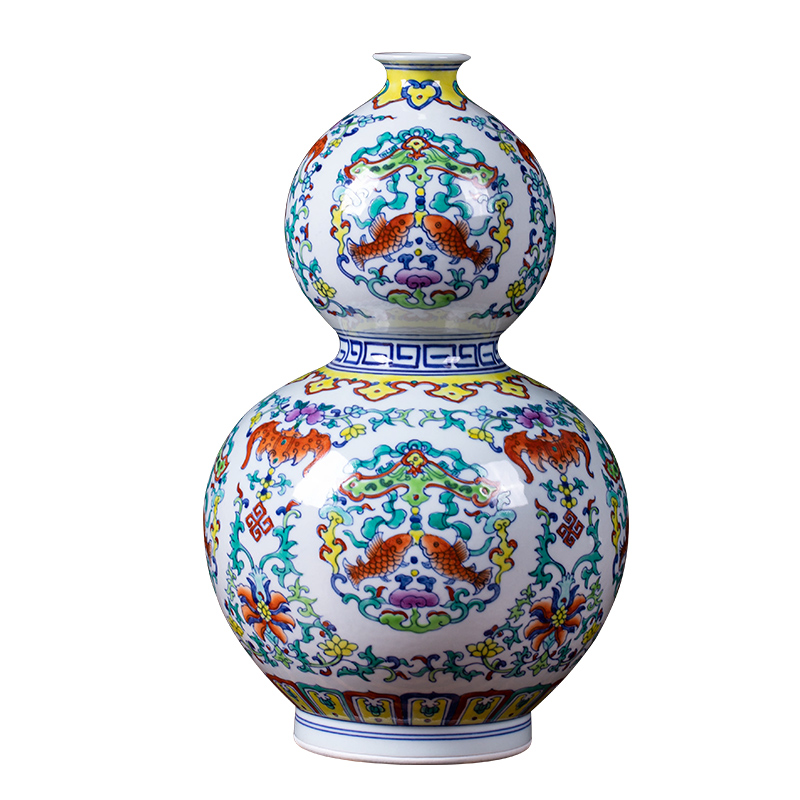 Jingdezhen ceramics colorful live gourd bottle antique flower arranging furnishing articles home sitting room ark, classic adornment